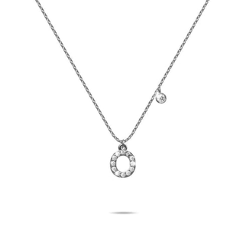 Solid 925 Sterling Silver Initial Crystal Personalised Alphabet Letter Necklace Silver